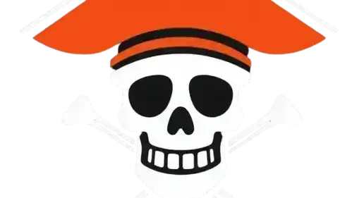 emoji jolly_roger Jolly Roger: an icon of pirate jolly roger skull wearing a hat, in orange-red, black and white colors