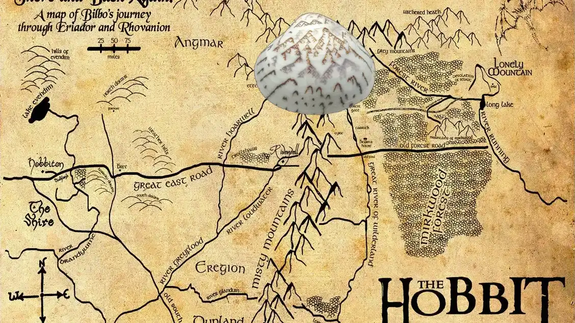 A map of Bilbo's journey through the Clam Mountains